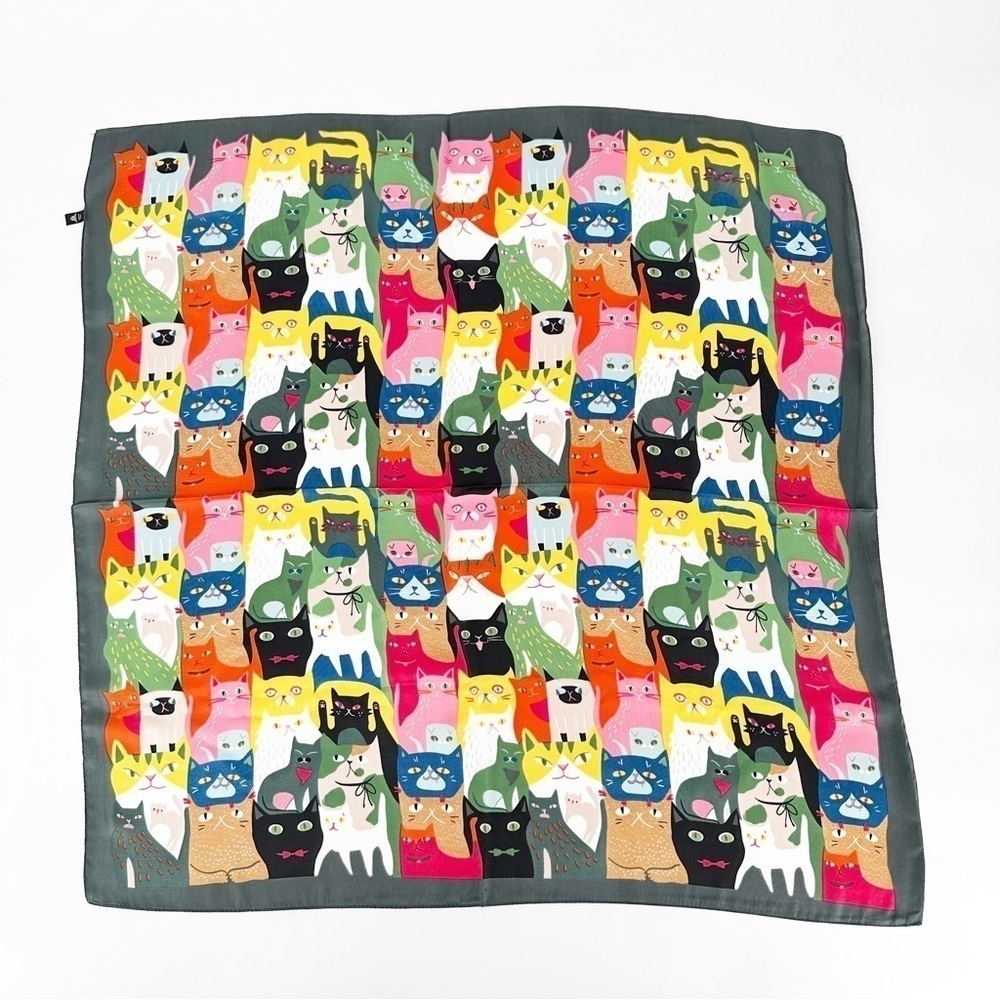 Colorful Cat Wrap Multicolor Square Scarf